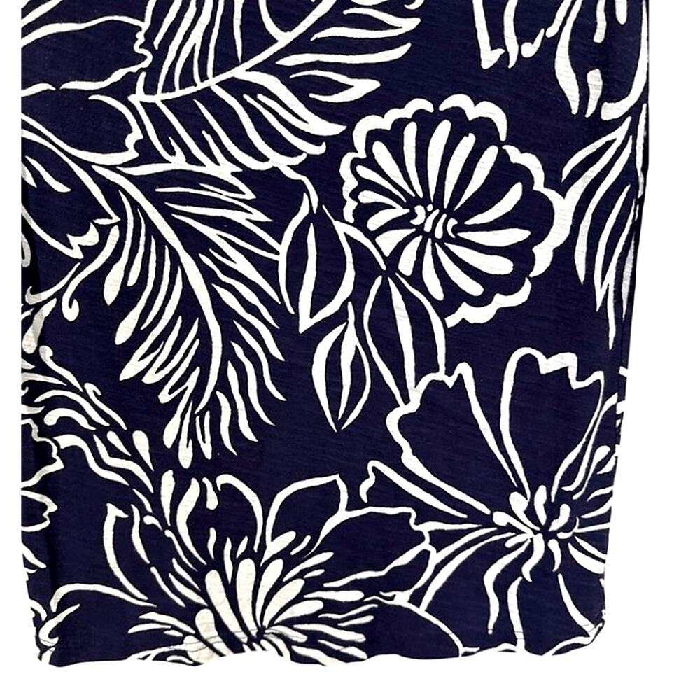 Lilly Pulitzer Top Women’s Small Navy White Floral Cotton Coastal Tee 3/4 Sleeve - Picture 8 of 16